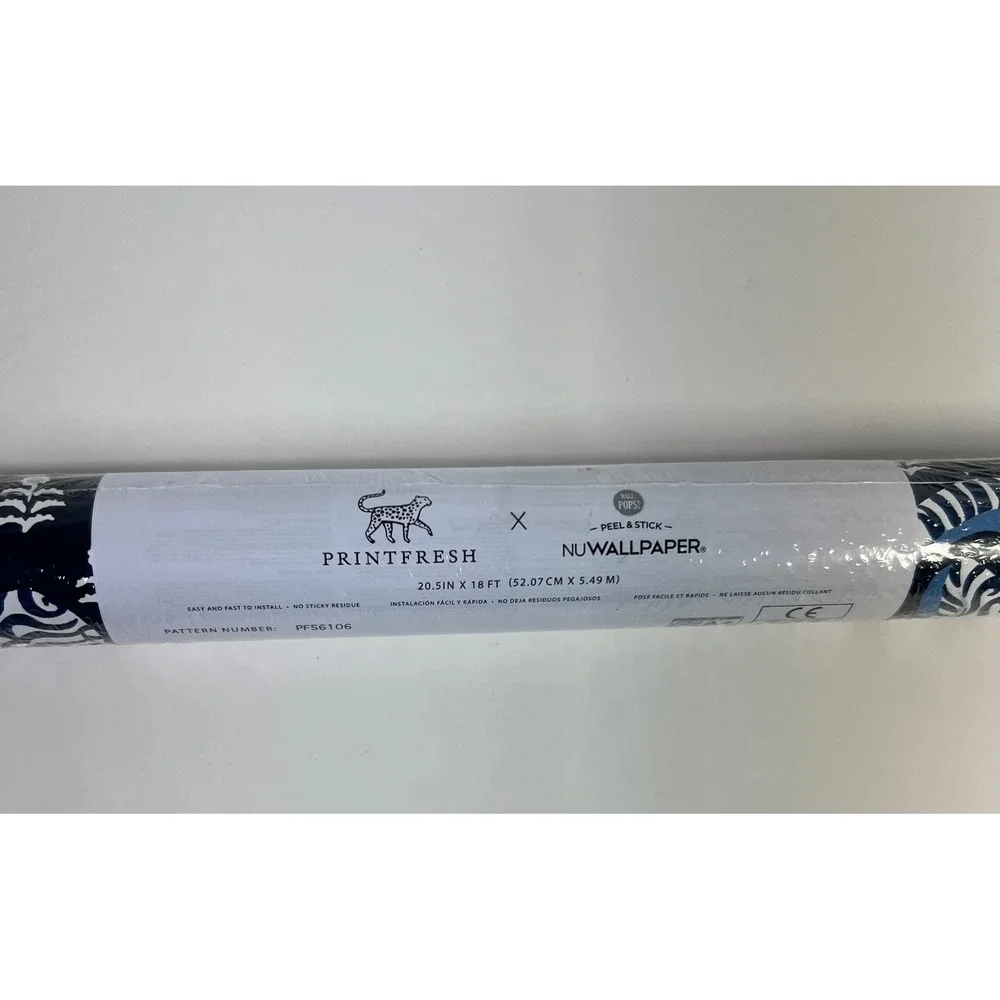 Printfresh x NuWallpaper Navy Blue Tiger Peel and Stick Wallpaper PFS6106 18ft